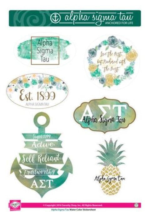 Alpha Sigma Tau Alpha Sigma Tau Water Color Stickers
