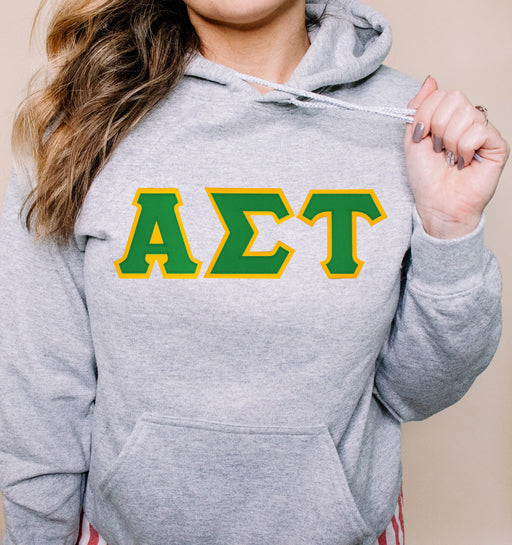 Alpha Sigma Tau DISCOUNT Alpha Sigma Tau Lettered Hooded Sweatshirt - Best Value
