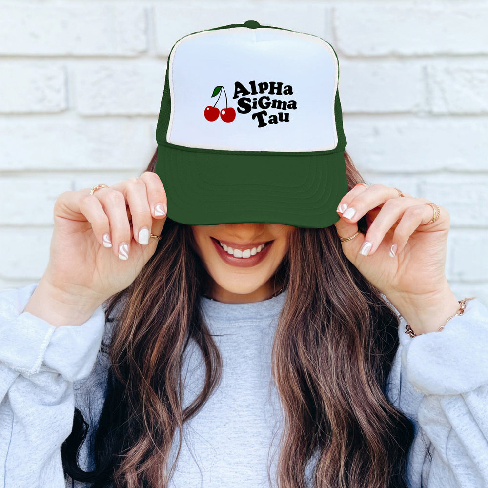 Alpha Sigma Tau Cherry Trucker Caps Alpha Sigma Tau Cherry Trucker Caps