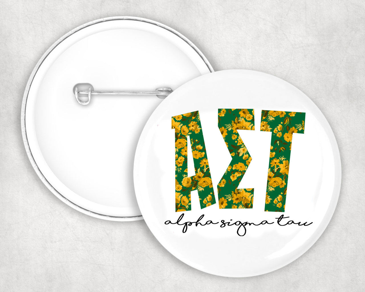 Alpha Sigma Tau Big Floral Pin Buttons Alpha Sigma Tau Big Floral Pin Buttons