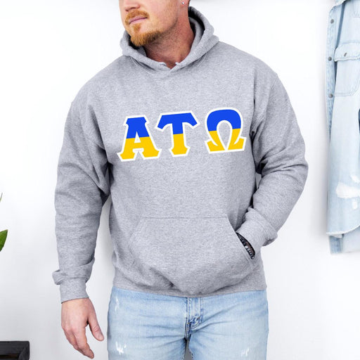 Alpha Tau Omega Alpha Tau Omega Two Toned Greek Lettered Hooded Sweatshirts