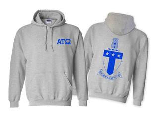 Printify Alpha Tau Omega World Famous Crest Shield Hooded Sweatshirt Alpha Tau Omega World Famous Crest - Shield Hooded Sweatshirt