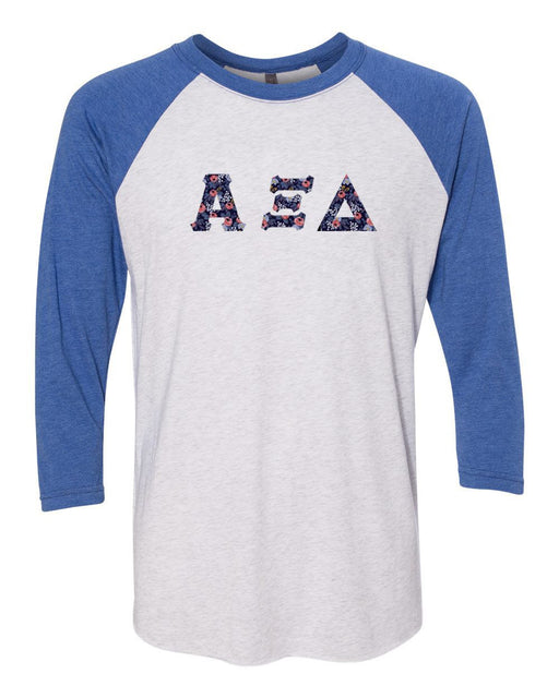 Alpha Xi Delta Alpha Xi Delta Unisex Tri-Blend Three-Quarter Sleeve Baseball Raglan Tee