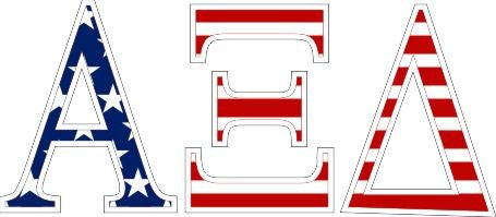 Alpha Xi Delta American Flag Greek Letter Sticker 2.5" Tall Alpha Xi Delta American Flag Greek Letter Sticker - 2.5