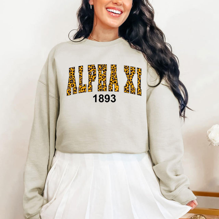 Alpha Xi Delta Cheetah Print Crewneck Sweatshirt Alpha Xi Delta Cheetah Print Crewneck Sweatshirt
