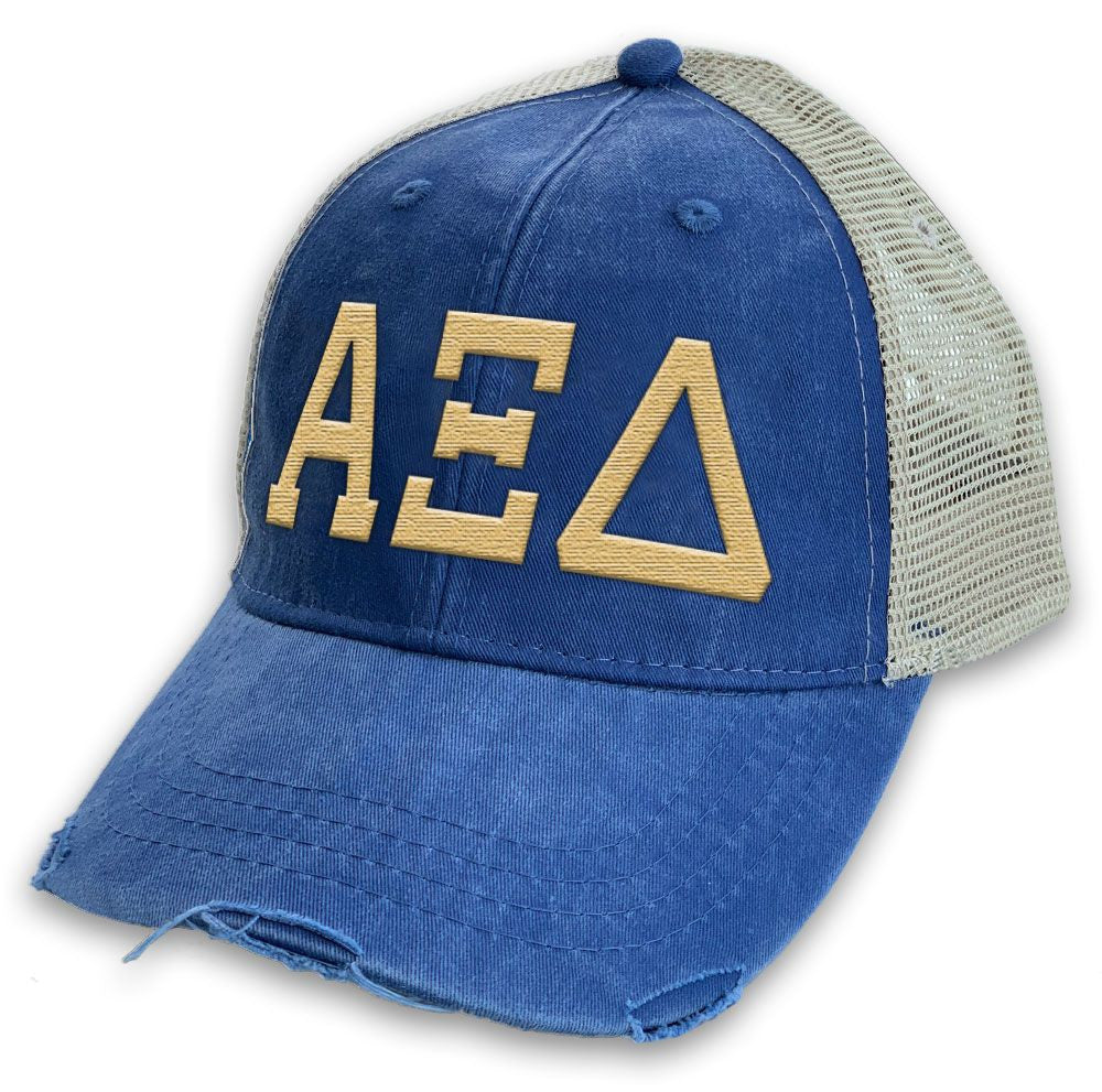 Alpha Xi Delta Distressed Trucker Hat Alpha Xi Delta Distressed Trucker Hat