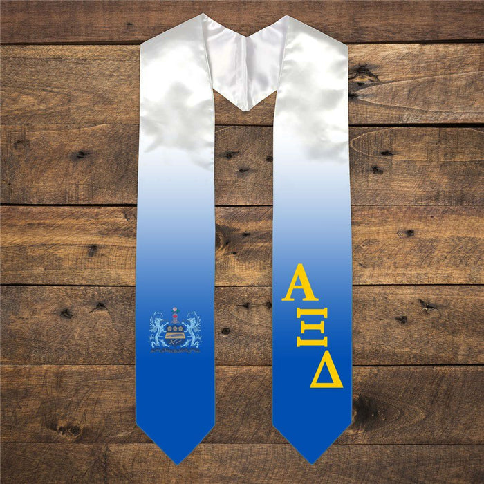 Alpha Xi Delta Extra Fancy Diagonal Greek Graduation Stole W Crest Alpha Xi Delta Extra Fancy Diagonal Greek Graduation Stole W Crest