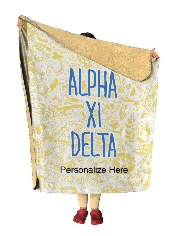 Alpha Xi Delta Floral Sherpa Lap Blanket Alpha Xi Delta Floral Sherpa Lap Blanket