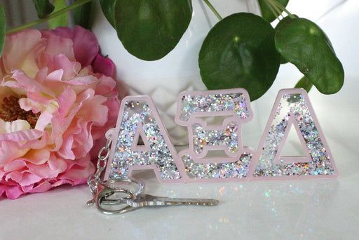 Alpha Xi Delta Glitter Keychain