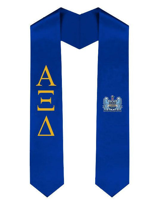 Alpha Xi Delta Greek Lettered Graduation Sash Stole With Crest Alpha Xi Delta Greek Lettered Graduation Sash Stole With Crest