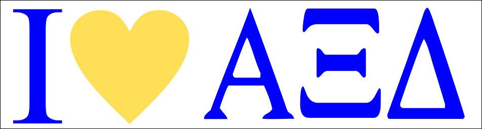Alpha Xi Delta I Love Bumper Sticker Alpha Xi Delta I Love Bumper Sticker