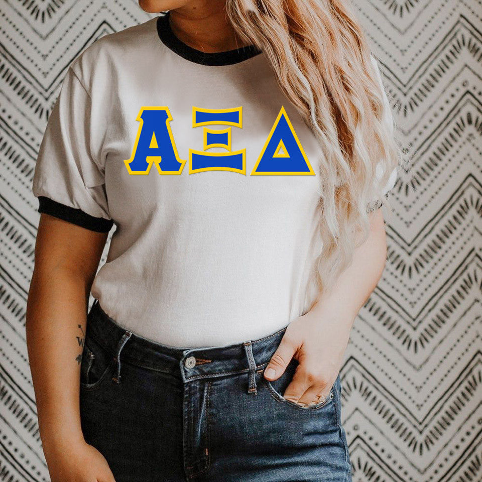 Discount Alpha Xi Delta Lettered Ringer Shirt DISCOUNT-Alpha Xi Delta Lettered Ringer Shirt