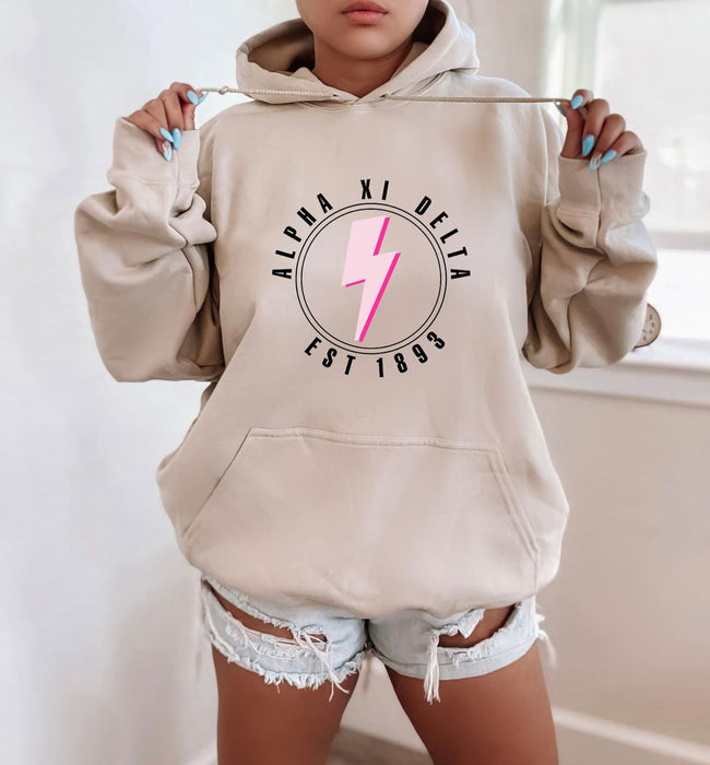 Alpha Xi Delta Lightning Greek Hoodie Alpha Xi Delta Lightning Greek Hoodie