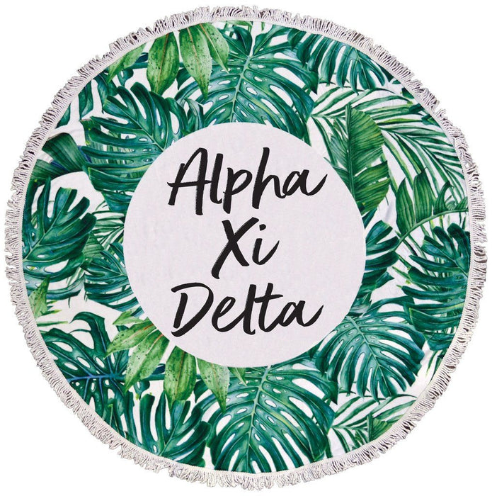 Alpha Xi Delta Palm Leaf Fringe Towel Blanket Alpha Xi Delta Palm Leaf Fringe Towel Blanket