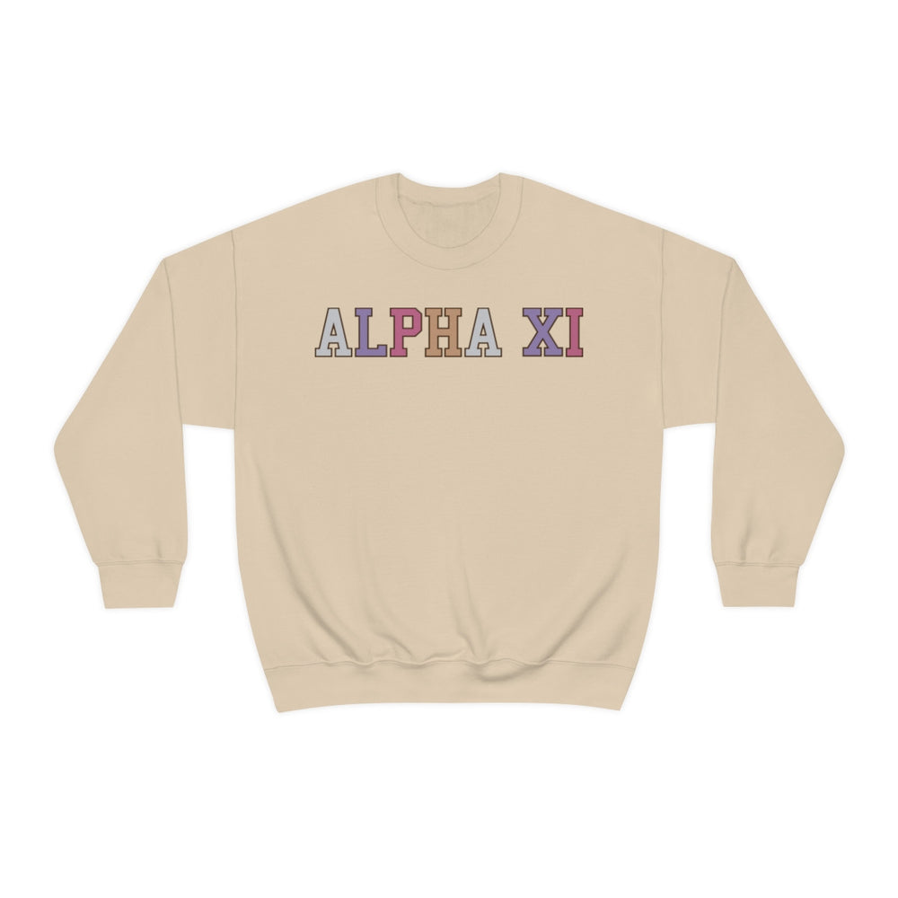 Alpha Xi Delta Pastel Greek Crewneck Sweatshirt Alpha Xi Delta Pastel Greek Crewneck Sweatshirt