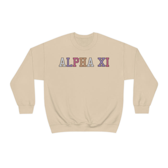 Alpha Xi Delta Pastel Greek Crewneck Sweatshirt Alpha Xi Delta Pastel Greek Crewneck Sweatshirt