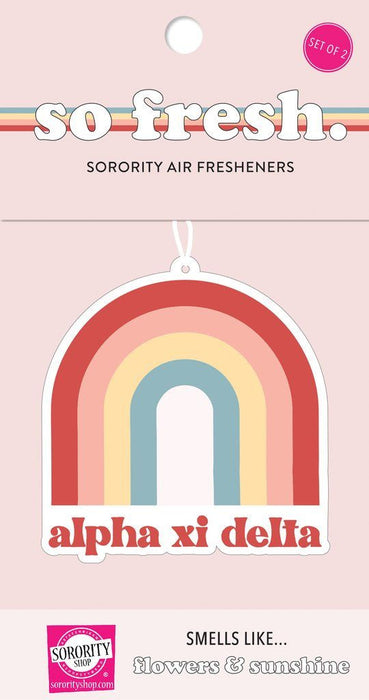Alpha Xi Delta Rainbow Retro Air Freshener Flowers & Sunshine Scent Alpha Xi Delta Rainbow Retro Air Freshener - Flowers & Sunshine Scent