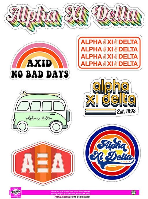 Alpha Xi Delta Retro Sticker Sheet