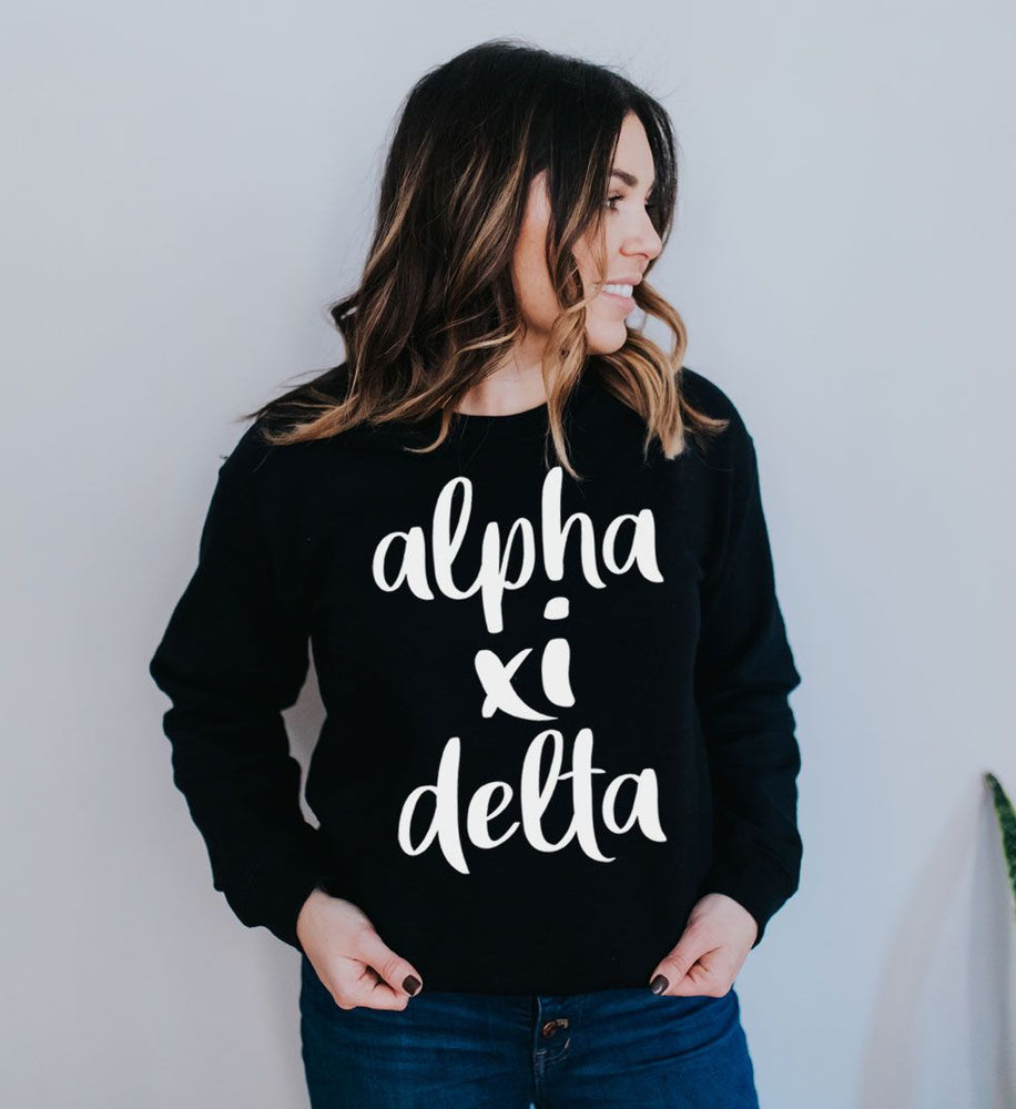 Alpha Xi Delta Script Crew Sweatshirt Alpha Xi Delta Script Crew Sweatshirt