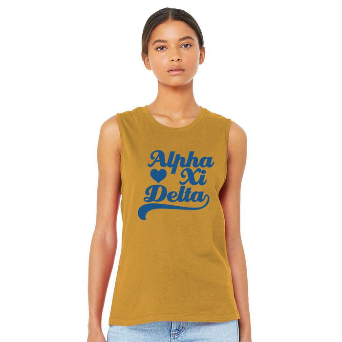 Printify Alpha Xi Delta Tail Heart Bella + Canvas Muscle Tank Alpha Xi Delta Tail Heart Bella + Canvas Muscle Tank