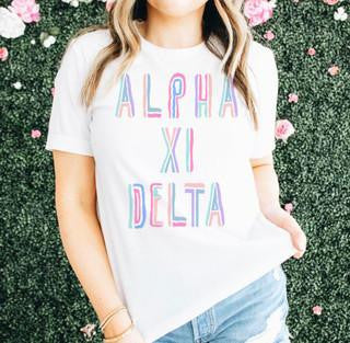 Printify Alpha Xi Delta Tinsel Tees Alpha Xi Delta Tinsel Tees