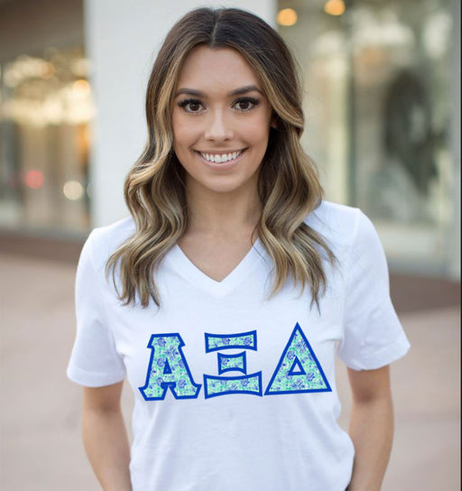 Shirts DISCOUNT-Alpha Xi Delta Lettered V-Neck Tee