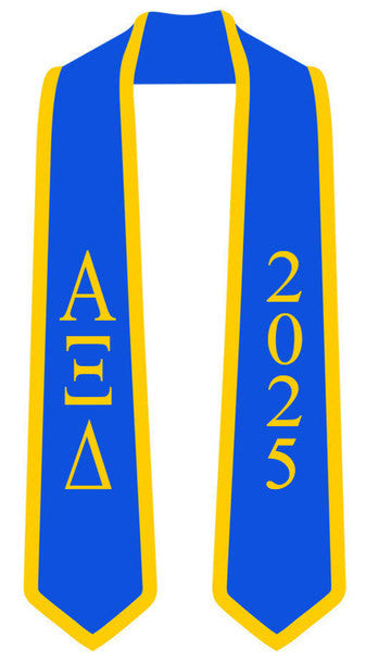 Discount Alpha Xi Delta Greek 2 Tone Lettered Graduation Sash Stole W/ Year DISCOUNT-Alpha Xi Delta Greek 2 Tone Lettered Graduation Sash Stole w/ Year