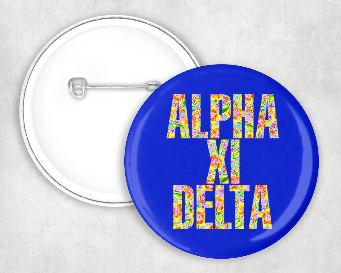 Alpha Xi Delta Floral Pin Buttons Alpha Xi Delta Floral Pin Buttons