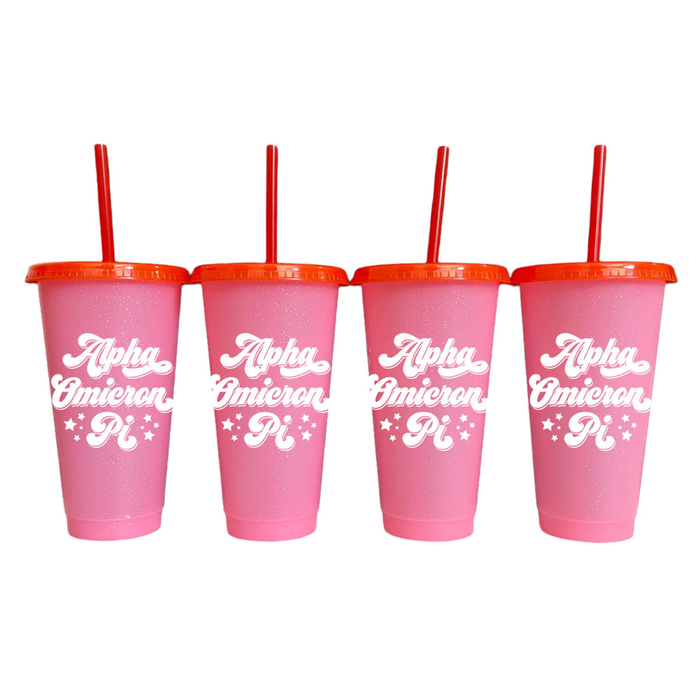 Alpha Omicron Pi Glitter Color Changing Cup 4 Pack Alpha Omicron Pi Glitter Color Changing Cup 4-Pack