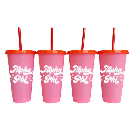 Alpha Phi Alpha Phi Glitter Color Changing Cup 4-Pack