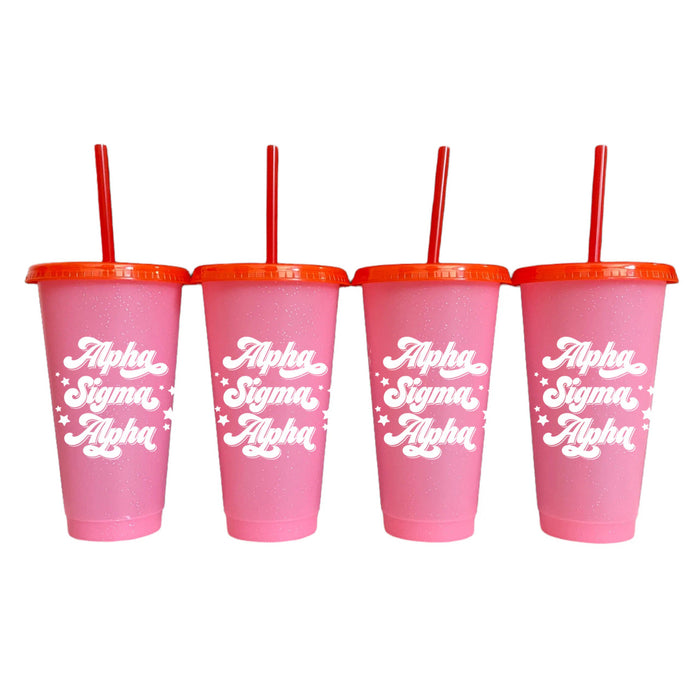Alpha Sigma Alpha Glitter Color Changing Cup 4 Pack Alpha Sigma Alpha Glitter Color Changing Cup 4-Pack