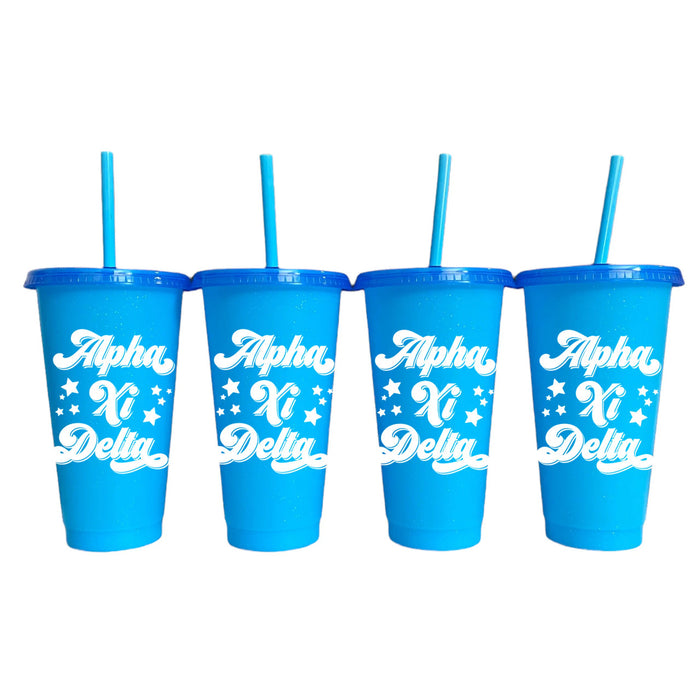 Alpha Xi Delta Glitter Color Changing Cup 4 Pack Alpha Xi Delta Glitter Color Changing Cup 4-Pack
