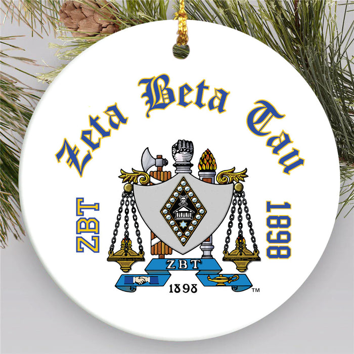 Zeta Beta Tau Round Crest Ornament