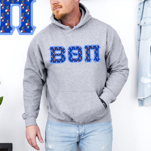 Beta Theta Pi Beta Theta Pi Fraternity Crest - Shield Twill Letter Hooded Sweatshirt