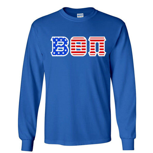 Beta Theta Pi DISCOUNT-Beta Theta Pi Greek Letter American Flag long sleeve tee
