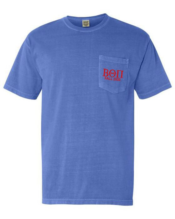 Beta Theta Pi Greek Letter Comfort Colors Pocket Tee Beta Theta Pi Greek Letter Comfort Colors Pocket Tee