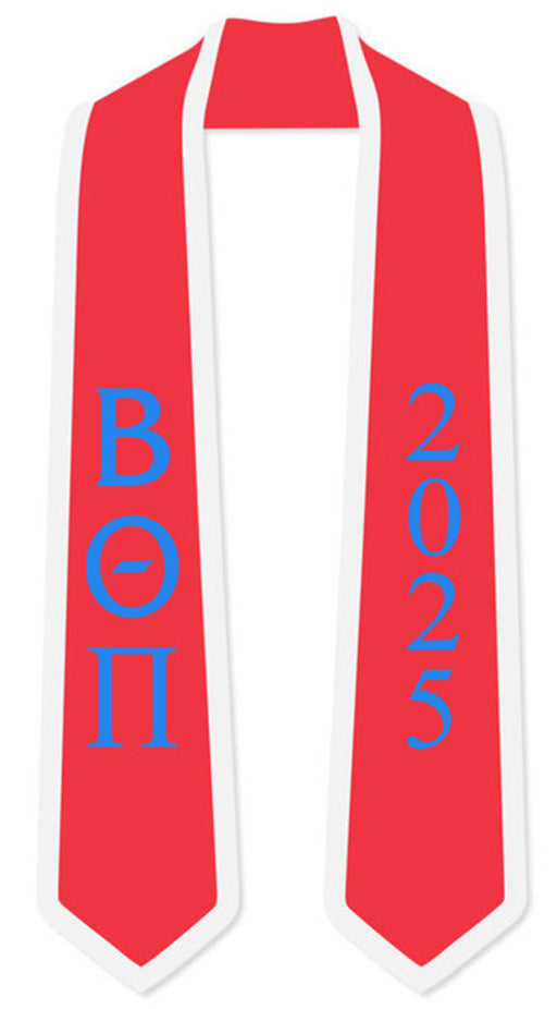 Beta Theta Pi DISCOUNT-Beta Theta Pi Greek 2 Tone Lettered Graduation Sash Stole w/ Year
