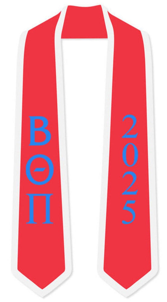 Discount Beta Theta Pi Greek 2 Tone Lettered Graduation Sash Stole W/ Year DISCOUNT-Beta Theta Pi Greek 2 Tone Lettered Graduation Sash Stole w/ Year