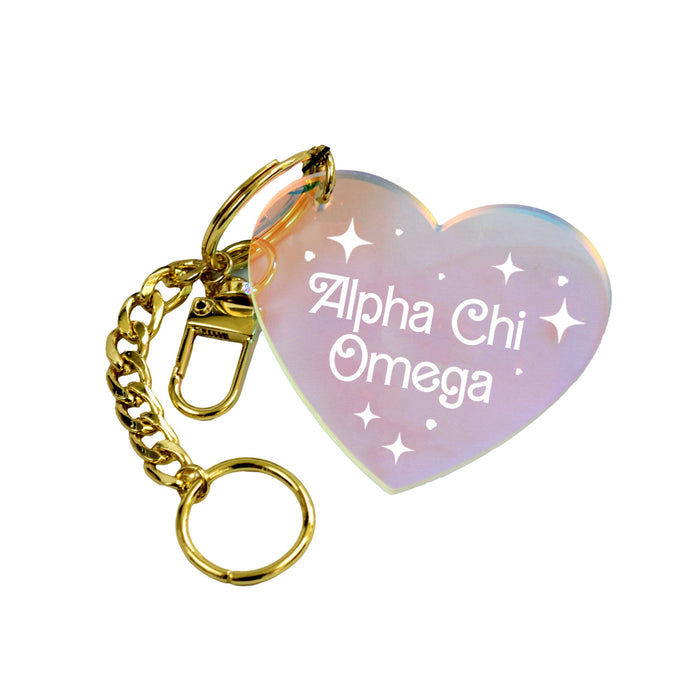Alpha Chi Omega Iridescent Heart Keychain Alpha Chi Omega Iridescent Heart Keychain