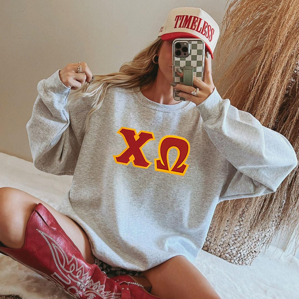 Chi Omega 2 Day Ship Twill Crewneck Sweatshirt Chi Omega - 2 Day Ship Twill Crewneck Sweatshirt
