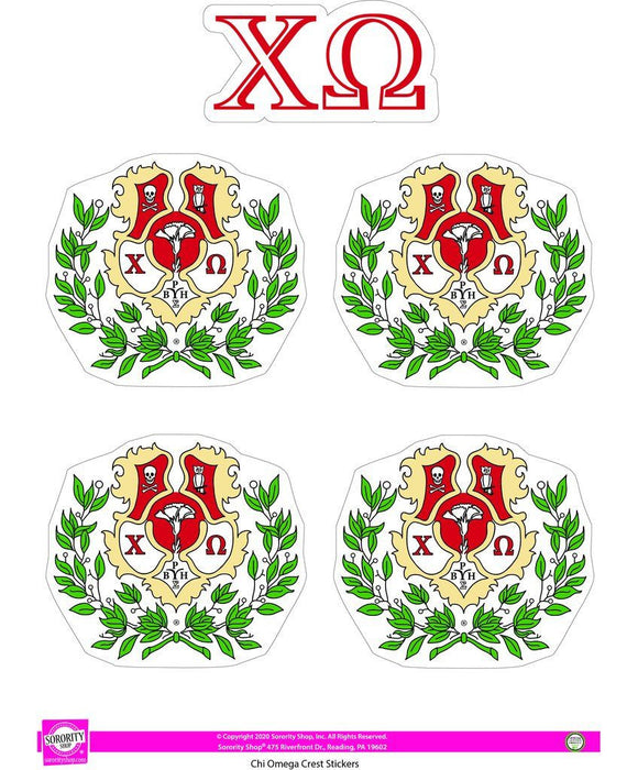 Chi Omega Crest Sticker Sheet Chi Omega Crest Sticker Sheet