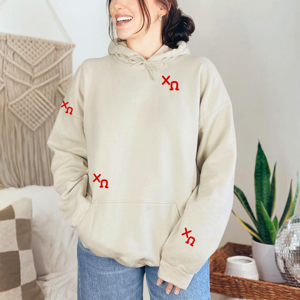 Chi Omega Embroidered Hooded Sweatshirt Chi Omega Embroidered Hooded Sweatshirt