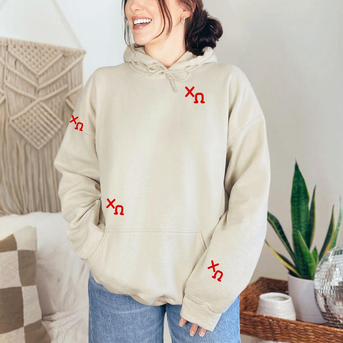 Chi Omega Embroidered Hooded Sweatshirt Chi Omega Embroidered Hooded Sweatshirt