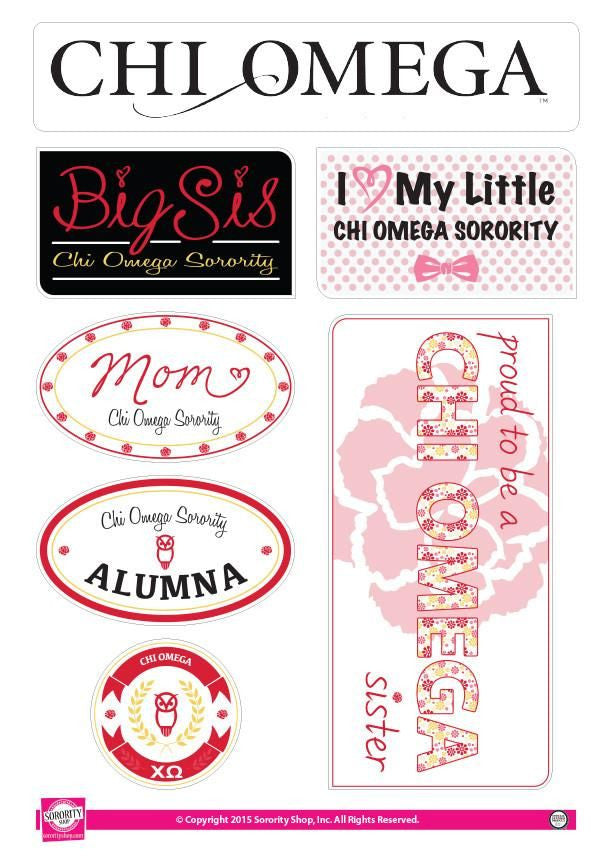 Chi Omega Family Sticker Sheet Chi Omega Family Sticker Sheet