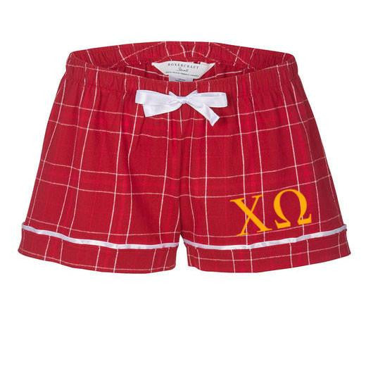 Chi Omega Flannel Plaid Short Pj's Chi Omega Flannel Plaid Short- PJ's