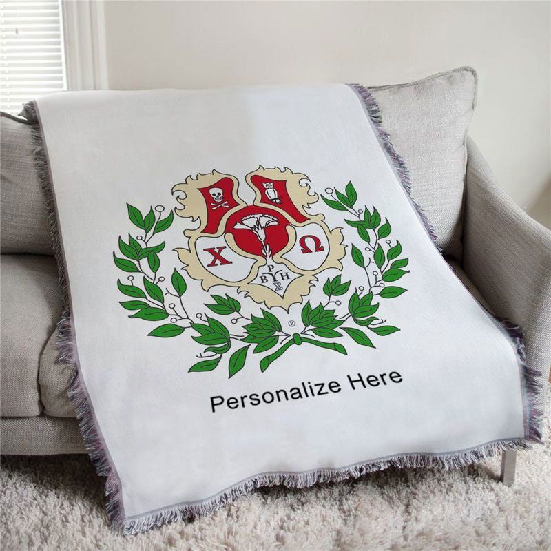 Chi Omega Full Color Crest Afghan Blanket Throw Chi Omega Full Color Crest Afghan Blanket Throw