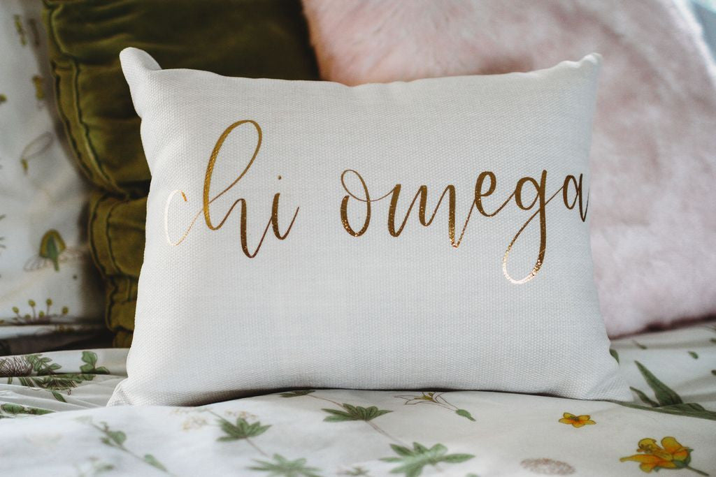 Chi Omega Gold Imprint Throw Pillow Chi Omega Gold Imprint Throw Pillow
