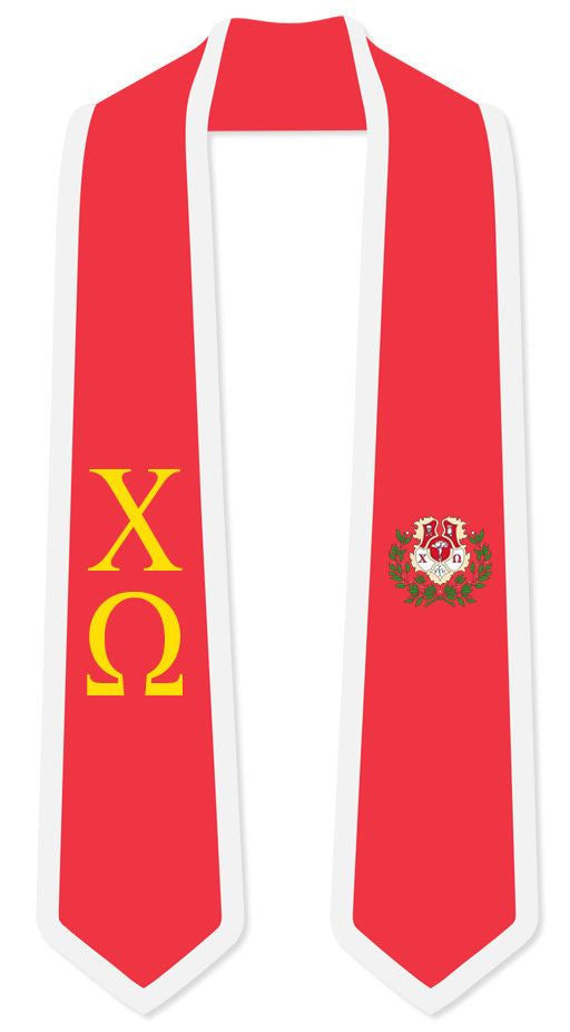 Discount Chi Omega Greek 2 Tone Lettered Graduation Sash Stole DISCOUNT-Chi Omega Greek 2 Tone Lettered Graduation Sash Stole