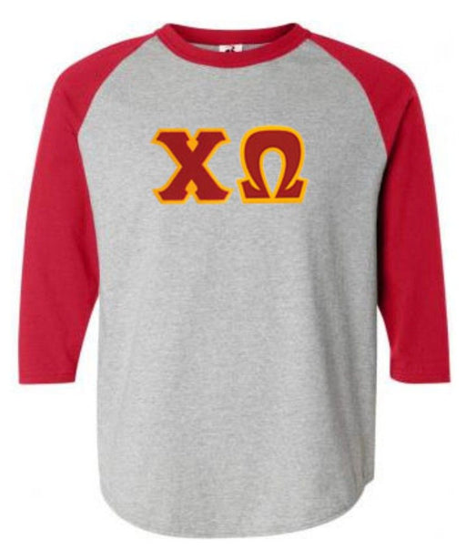 Chi Omega DISCOUNT-Chi Omega Lettered Raglan Shirt