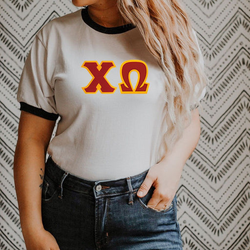 Chi Omega DISCOUNT-Chi Omega Lettered Ringer Shirt
